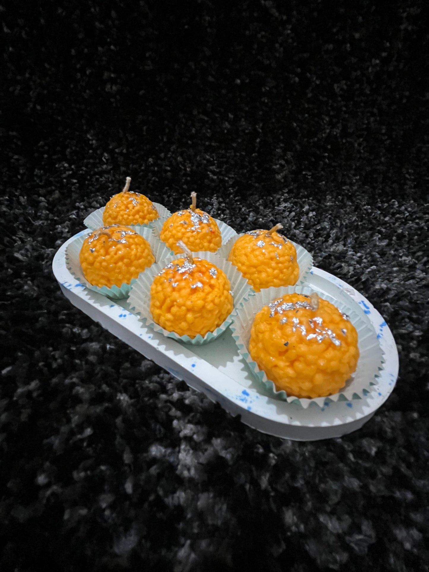 Ladoo Delight Candles Set of 6 – Festive Motichoor-Inspired Tealights