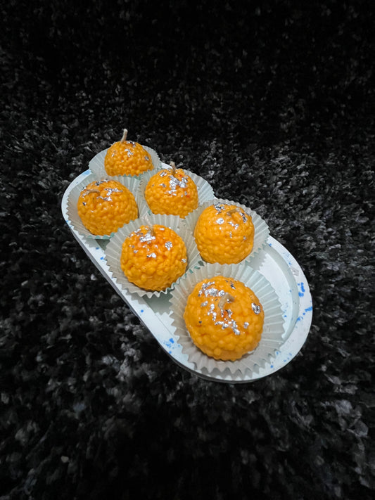 Ladoo Delight Candles Set of 4 – Festive Motichoor-Inspired Tealights