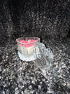 Heart-Shaped Crystal Jar with Pink Floral Wax Candle