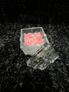 Square Crystal Jar with Pink Floral Wax Candle